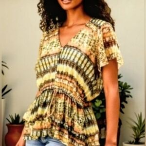 ☮️American Rag Boho Vibe Short Sleeve Top